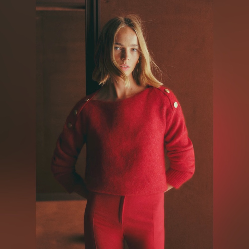 Sezane Milann Jumper Carmine Red - Size M
